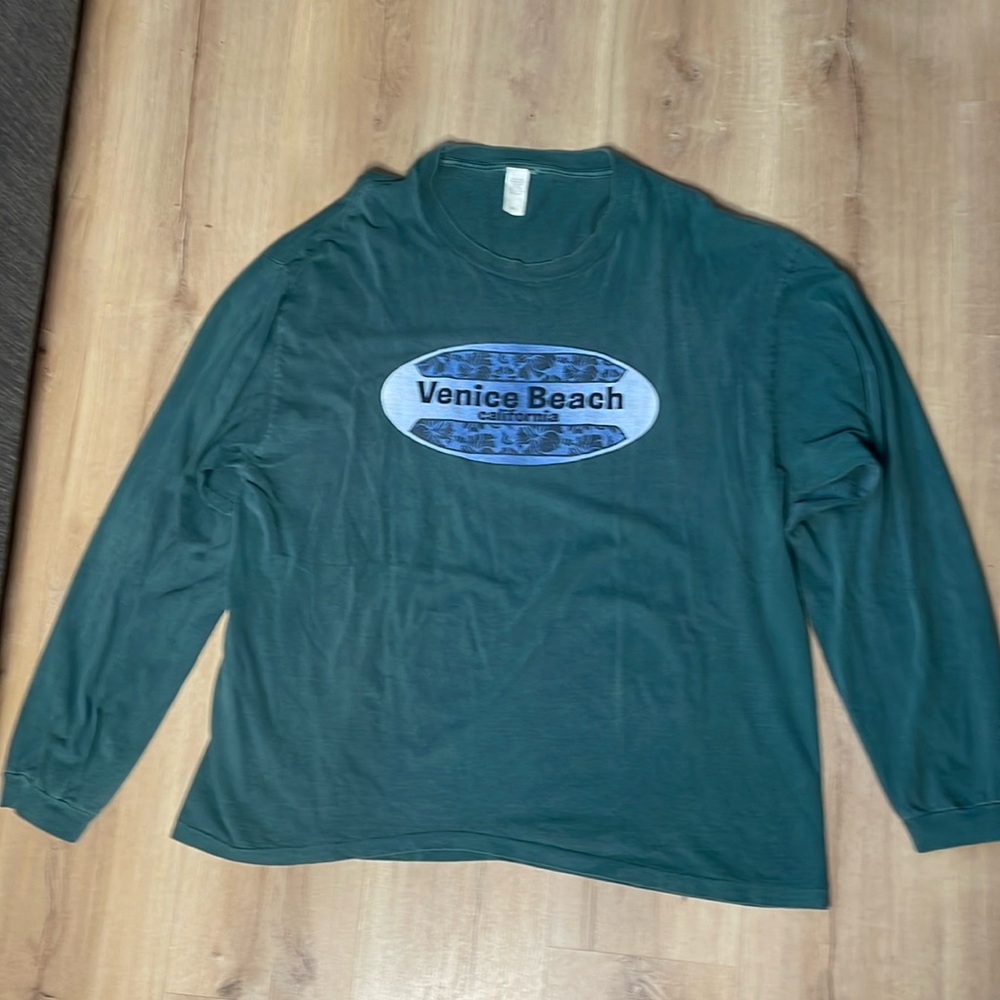 Vintage Venice Beach Green Long Sleeve Graphic T Shirt.‎ 2XL. Made in USA